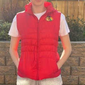 Portland Winterhawks womens red puffer vest
